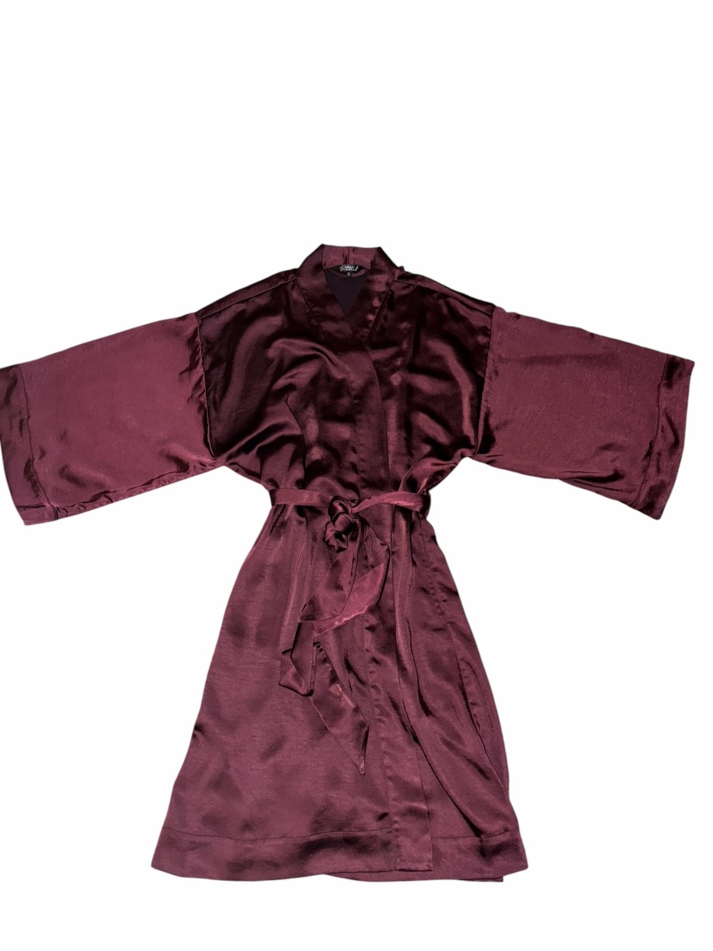 EUC Soma Intimates Sensual Burgundy Satin Kimono Robe S/M Wine Bridal Loungewear